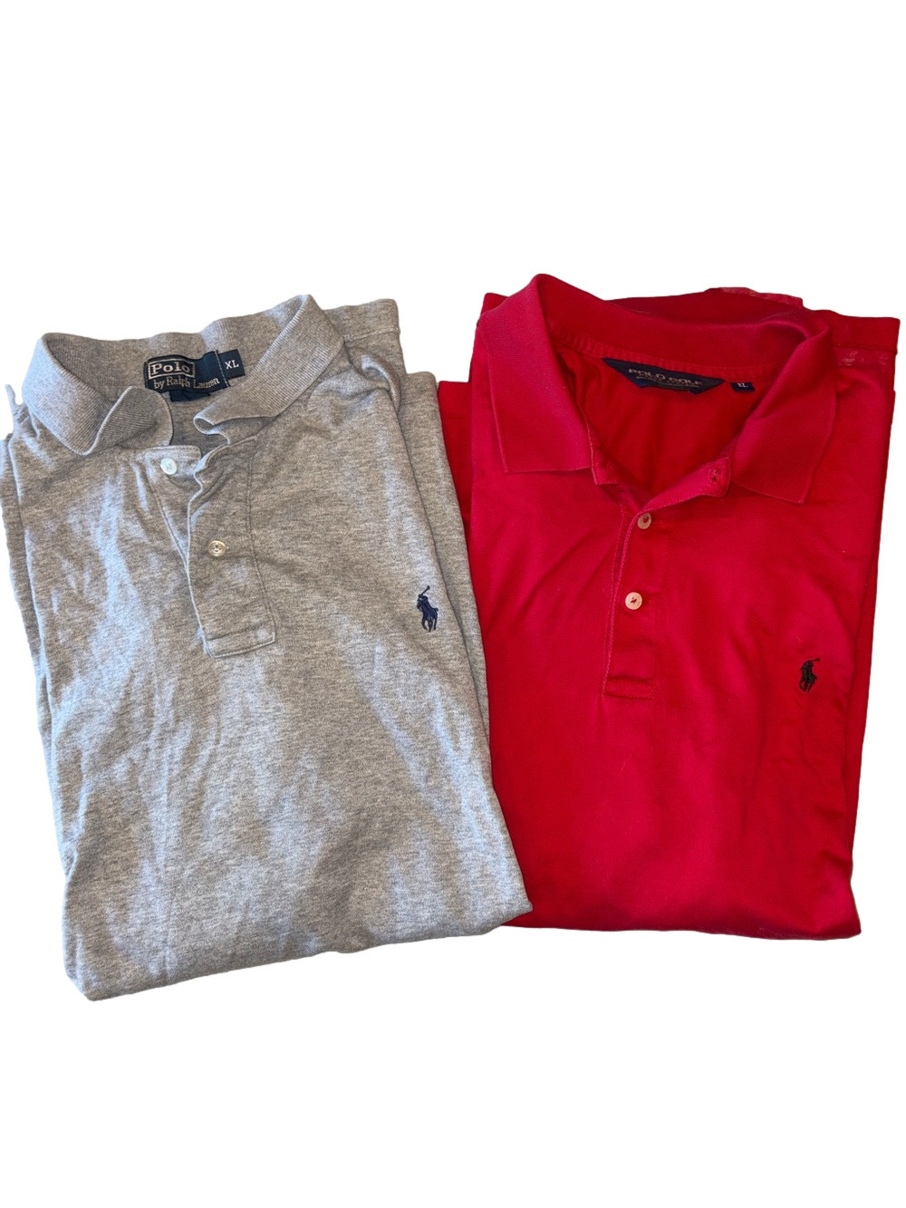 Polo Ralph Lauren Mens XL Red and Grey Golf Polo Bundle